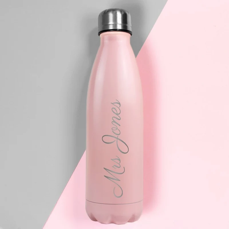 Personalised Pink Metal Insulated Drinks Bottle
