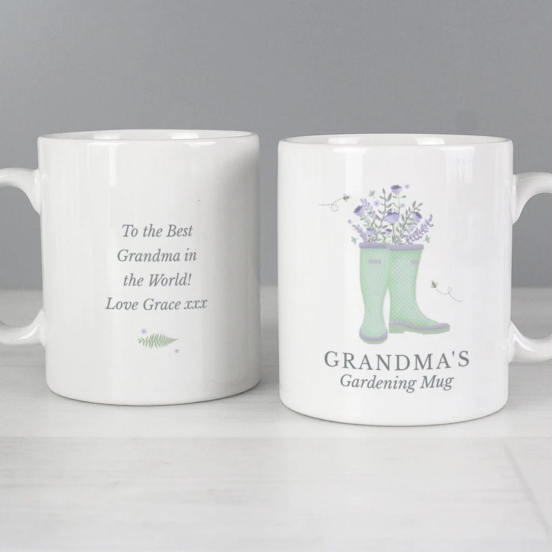 Personalised Floral Wellies Mug
