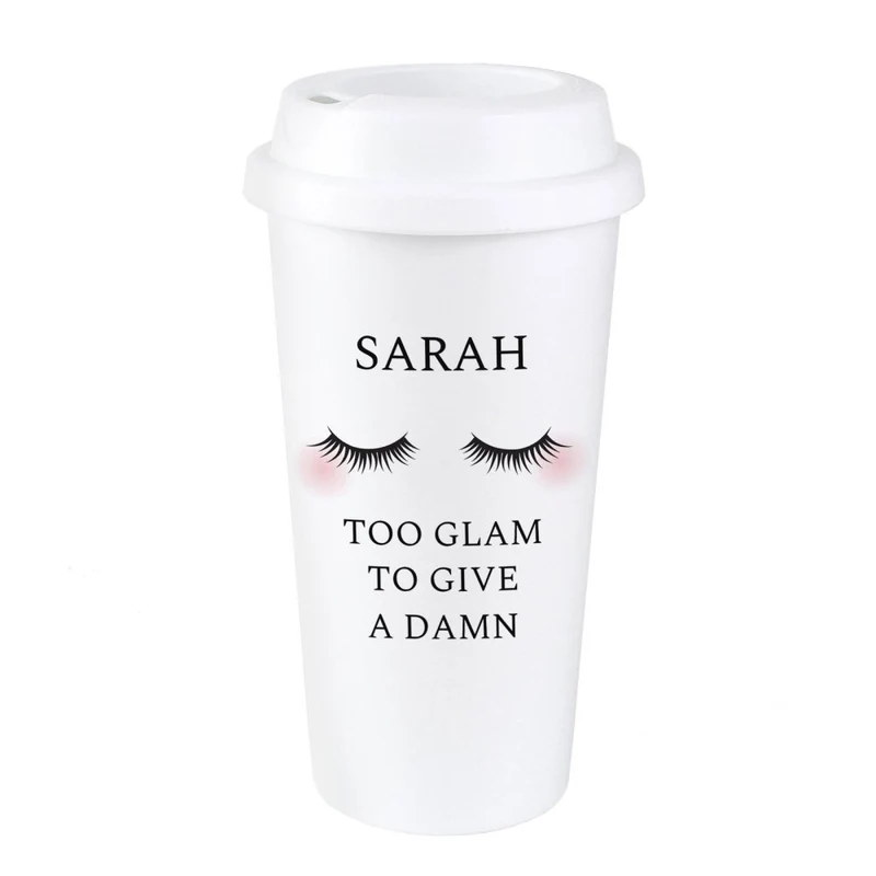 Personalised Eyelashes Insulated Reusable Eco Travel Cup