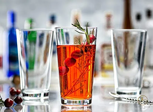Set of 18 Sleek and Durable Drinking Glasses - Glassware Set Includes 6-17oz Highball Glasses, 6-13oz Rocks Glasses, 6-7oz Juice Glasses | Heavy Base Glass Cups for Water, Juice, Beer, & Cocktails.