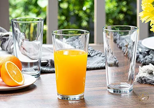 Set of 18 Sleek and Durable Drinking Glasses - Glassware Set Includes 6-17oz Highball Glasses, 6-13oz Rocks Glasses, 6-7oz Juice Glasses | Heavy Base Glass Cups for Water, Juice, Beer, & Cocktails.