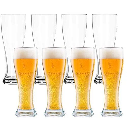 Pilsner Glasses,Encheng 16 oz Beer Glasses Set,Tall Glasses Craft Beer Glasses,Drinking Cup Beer Cup s Pint Glass,IPA Beer Glassware Cup 500ML,Dishware Safe 8 Pack