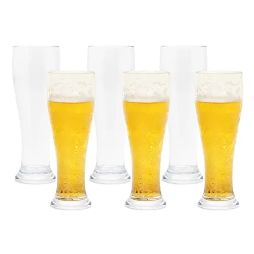 BELLAFORTE - Shatterproof Plastic Beer Glasses - 16oz, Set of 6, Atlas Cove Beer Glasses - Dishwasher Safe Plastic Beer Glasses - Unbreakable Glassware for Indoor and Outdoors - BPA free