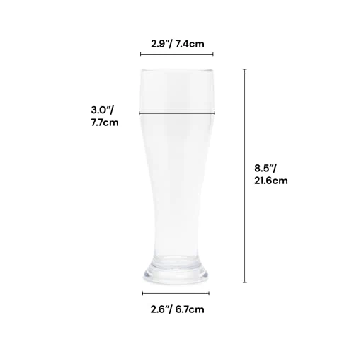 BELLAFORTE - Shatterproof Plastic Beer Glasses - 16oz, Set of 6, Atlas Cove Beer Glasses - Dishwasher Safe Plastic Beer Glasses - Unbreakable Glassware for Indoor and Outdoors - BPA free