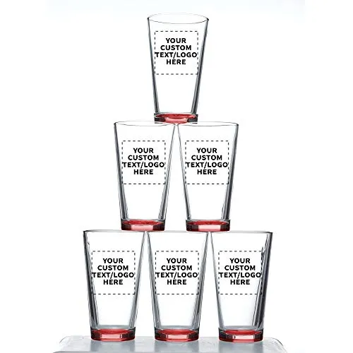 Custom Libbey Pint Glass 16 oz. Set of 100, Personalized Bulk Pack - Beer Glasses, Heavy Duty Drinkware - Red