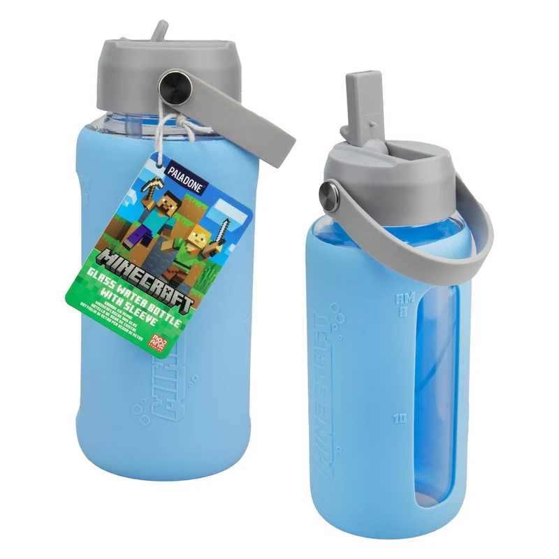 Minecraft Glas Trinkflasche mit Hülle