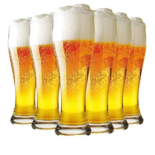 Ecentaur Pilsner Beer Glasses Steins Pint Glass Beer Mug for Drinking Classics Beer Cup Tumblers Pub Drinkware Bar Glassware Set of 6
