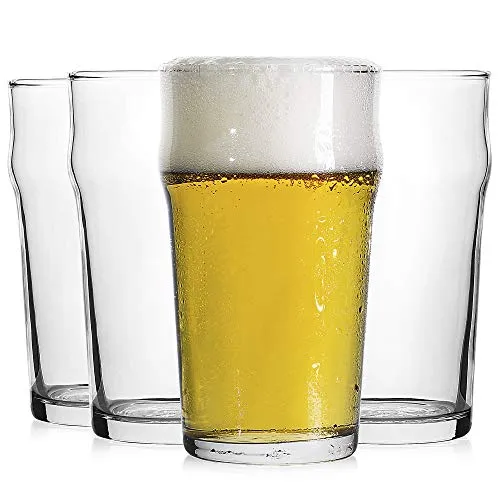 Pint Glass,British Style Imperial Beer Glasses(Set of 4),English Pub style Ale glassware,Unique Design Lager Drinking Glasses,Easy Stacking in The Cupboard (18 oz Set of 4)