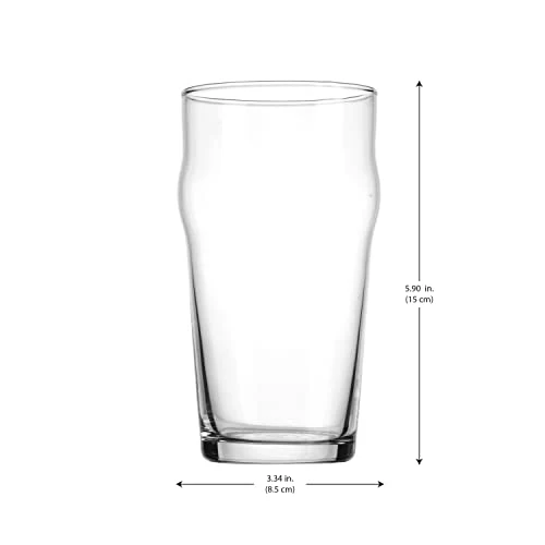Beer Glasses Set of 6 British 20 Oz. Pint Glasses By Glavers, Uniquely Designed Easy-Grip European Pub Beer Pilsner Tumblers for Wheat, Ale, Juice, Cocktails, Great Gift for Men.
