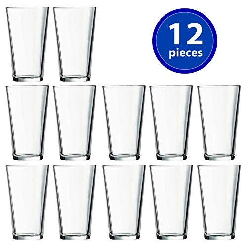 Set of 12 - Drinking Glasses 16 oz Highball Glasses Water Glasses Cup Sets Pint Glasses Beer Glasses Tumblers Glass Cups Bar Glasses Design for Home and Kitchen