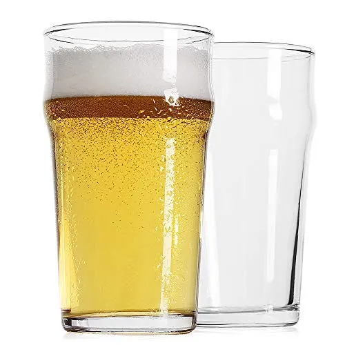 Pint Glass,British Style Imperial Beer Glasses(Set of 2),English Pub style Ale glassware,Unique Design Lager Drinking Glasses,Easy Stacking in The Cupboard (18 oz Set of 2)