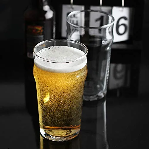 Pint Glass,British Style Imperial Beer Glasses(Set of 2),English Pub style Ale glassware,Unique Design Lager Drinking Glasses,Easy Stacking in The Cupboard (18 oz Set of 2)