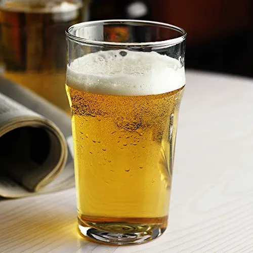 Pint Glass,British Style Imperial Beer Glasses(Set of 2),English Pub style Ale glassware,Unique Design Lager Drinking Glasses,Easy Stacking in The Cupboard (18 oz Set of 2)