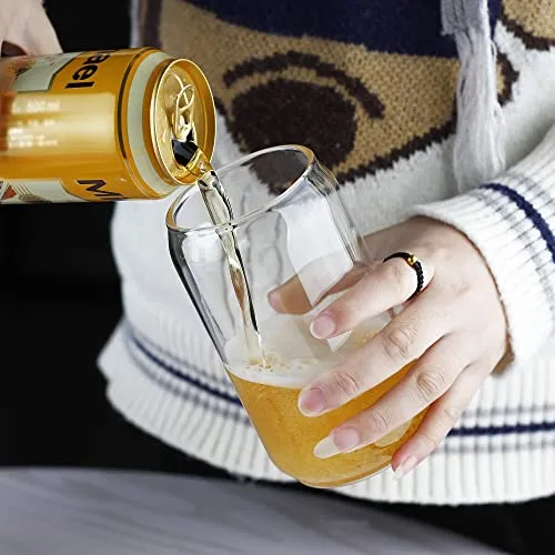 Large Beer glasses,20 oz Can Shaped Beer Glasses Set of 4,Elegant Shaped Drinking Glasses is Ideal Gift,Tumbler Beer Glasses Great for Any Drink and Any Occasion