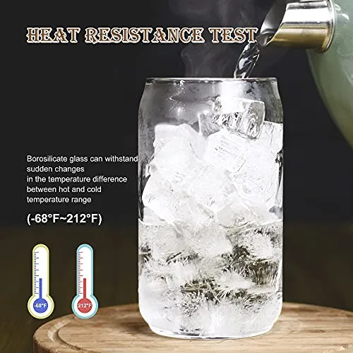 Large Beer glasses,20 oz Can Shaped Beer Glasses Set of 4,Elegant Shaped Drinking Glasses is Ideal Gift,Tumbler Beer Glasses Great for Any Drink and Any Occasion
