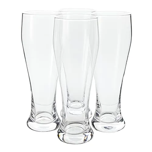 Set of 4 Tall 23 Oz Pilsner Beer Glasses, Clear Drinking Glassware