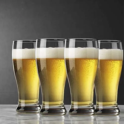 Premium Pilsner 19.25 Oz Beer Glasses Set Of 4 Pint Glasses By Glaver's, Tall Designed European Glass Tumbler Cups. For Bar, Cocktails, Beer, Soda, Juice, Beverages, Wheat, Ideal Gift For Men.