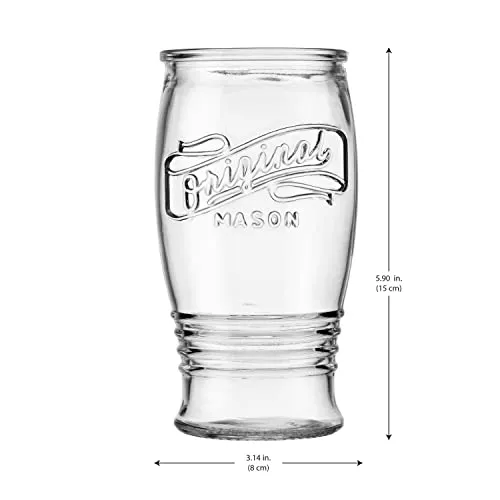 Pilsner Glasses 16 Oz. Beer Glasses By Glaver’s, Set Of 4 Tall Original Mason Glasses, Wheat Beer Pint Glasses, Drinking Cups For Juice, Smoothies, Beverages, Cocktail Drinkware, Dishware Safe.