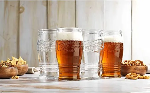 Pilsner Glasses 16 Oz. Beer Glasses By Glaver’s, Set Of 4 Tall Original Mason Glasses, Wheat Beer Pint Glasses, Drinking Cups For Juice, Smoothies, Beverages, Cocktail Drinkware, Dishware Safe.