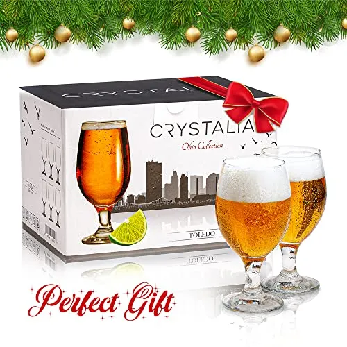 Craft Beer Glasses Set of 6, Belgian Style Stemmed Tulip Classics, IPA Beer Tasting Glassware,13 1/2 oz