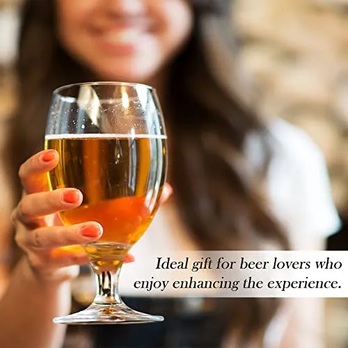 Craft Beer Glasses Set of 6, Belgian Style Stemmed Tulip Classics, IPA Beer Tasting Glassware,13 1/2 oz