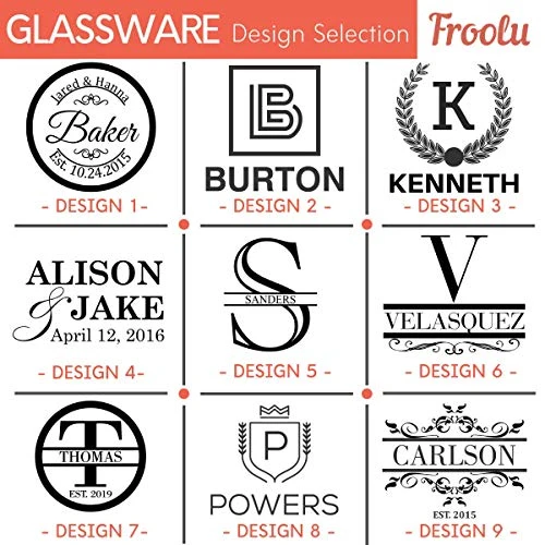 Personalized Beer Glass Gift Set - 9 Premium Etched Customizable Designs for Birthday, Anniversary, Housewarming, Wedding - Great Gift for Men, Women, Couples - Engraved by Froolu