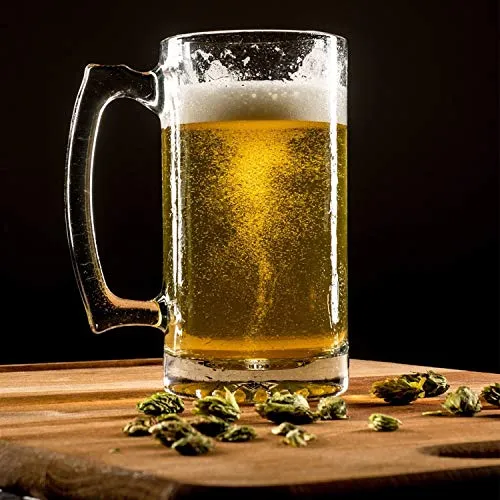 Beer Mugs Set,Glass Mugs With Handle 16oz,Large Beer Glasses For Freezer,Beer Cups Drinking Glasses 500ml,Pub Drinking Mugs Stein Water Cups For Bar,Alcohol,Beverages Set of 8 KTZB02…