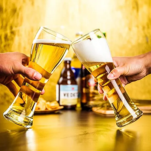 Pilsner Craft Beer Glasses with Beer Bottle Opener 16oz Beer Glasses Beer Glass Set Bar Glassware Pint Beer Glass Beer Glasses for Men Set of 4