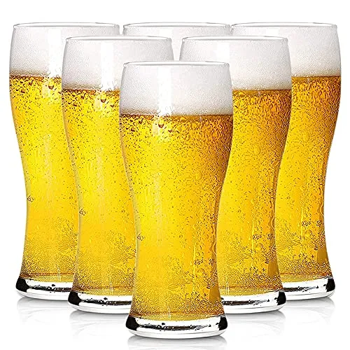 BPFY 16oz Beer Glasses Set of 6 Pilsner Beer Glass Craft Beer Glasses Beer Glassware Cup Bar Beer Glasses Pub Beer Glasses Classic Beer Glasses for Men