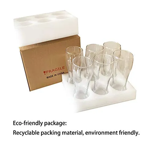 BPFY 16oz Beer Glasses Set of 6 Pilsner Beer Glass Craft Beer Glasses Beer Glassware Cup Bar Beer Glasses Pub Beer Glasses Classic Beer Glasses for Men