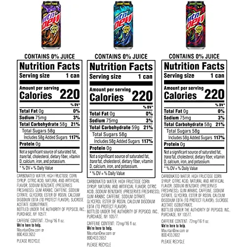 MTN DEW VOO-DEW® Variety Pack Soda Pop, 16 fl oz, 6 Pack Cans