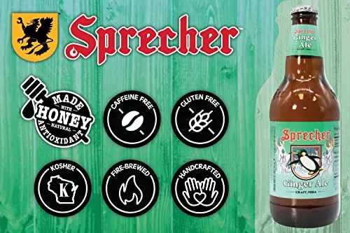 Sprecher Ginger Ale, Fire-Brewed Gourmet Craft Soda, Glass Bottle, 16oz, 12 Pack