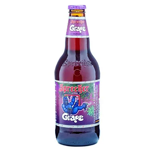 Sprecher Grape Soda, Great Tasting, Hand Crafted, Fire-Brewed Gourmet Craft Soda, 16oz Glass Bottle (3-4 packs,12 bottles)