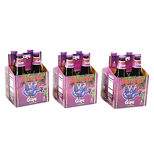 Sprecher Grape Soda, Great Tasting, Hand Crafted, Fire-Brewed Gourmet Craft Soda, 16oz Glass Bottle (3-4 packs,12 bottles)