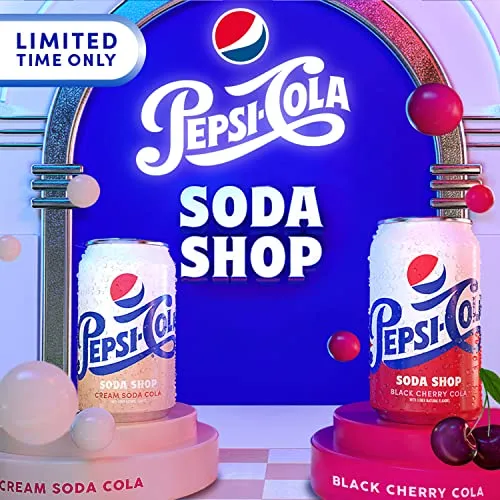 Pepsi-Cola Soda Shop, Cream Cola & Black Cherry Cola Variety Pack, 12oz Cans (18 Pack)