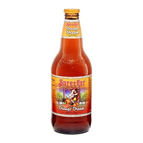 Sprecher Orange Dream, Fire-Brewed Craft Soda, Glass Bottle, 16oz, 12 Pack