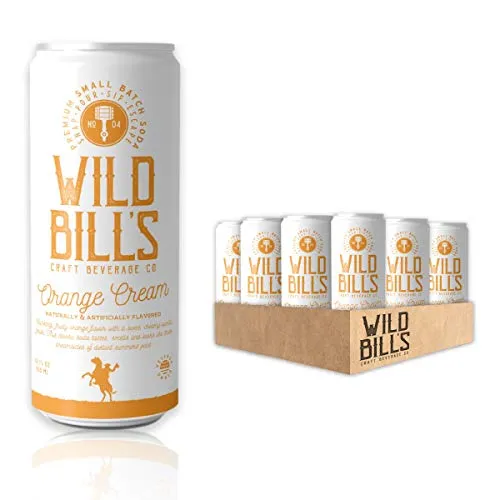 Wild Bill's - Orange Cream, Classic Soda Pop, Pure Cane Sugar, NO High Fructose Corn Syrup, Caffeine Free, Gluten Free, Vegan (12 oz, 12-Pack)