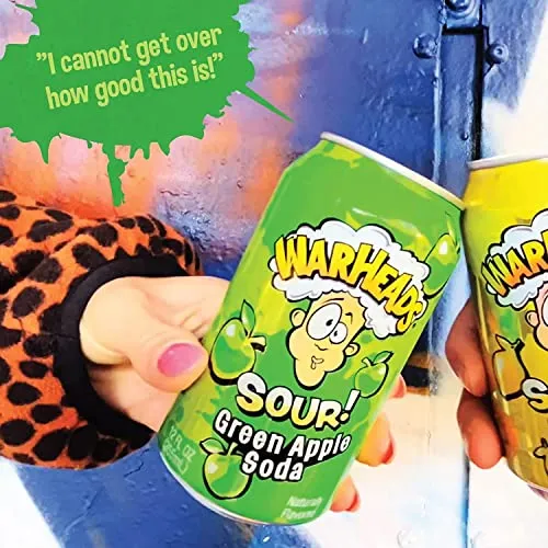 WARHEADS SODA - Sour Fruity Soda with Classic Warheads Flavors – Perfectly Balanced Sweet and Sour Soda - Warheads Candy Throwback Treat, Soda, Cocktail Mixer, Pack of 5, 12oz Cans (Sampler Pack)