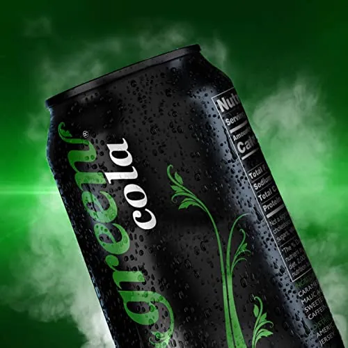 Green Cola - Sugar Free, Zero Calories, Naturally Sweetened with 100% Stevia Leaf Extract, Carbonated Soda, 100% Cola Taste, 12 Fl Oz each can - Pack of 8