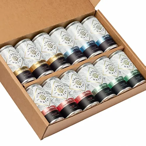 Strongwater Sparkling Mixer Variety Pack (Pack of 12) - Includes Signature Tonic, Sparkling Ginger Beer, Sparkling Grapefruit & Club Soda - Premium Craft Cocktail Mixers Sampler - 6.7 Fl Oz