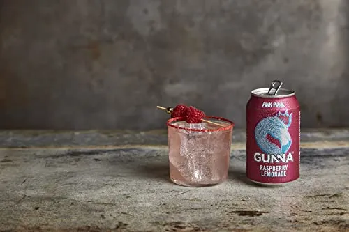 Gunna Craft Soda | Pink Punk Raspberry Lemonade | Unique Sparkling Lemonade| Natural | Refreshing | Soft Drink and Mixer | Real Raspberry and Lemon Flavor | 12 oz | 12 pack