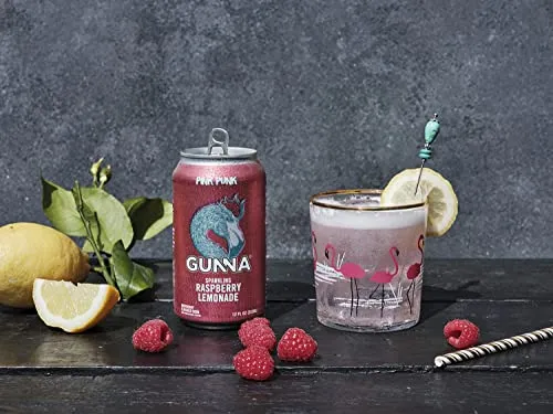 Gunna Craft Soda | Pink Punk Raspberry Lemonade | Unique Sparkling Lemonade| Natural | Refreshing | Soft Drink and Mixer | Real Raspberry and Lemon Flavor | 12 oz | 12 pack