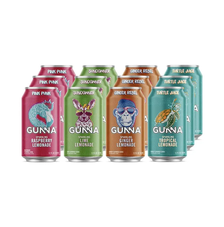 Gunna Craft Soda | Variety Pack | Unique Sparkling Lemonade | Natural | Refreshing | Soft Drink and Mixer | Real Flavor | 12 oz | 12 pack
