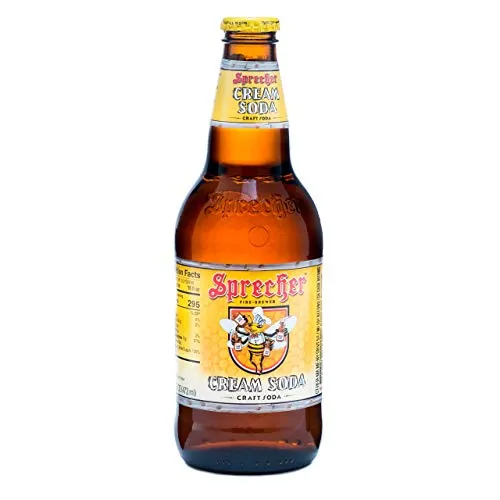 Sprecher Cream Soda, Fire-Brewed Craft Soda, Glass Bottle, 16oz, 12 Pack