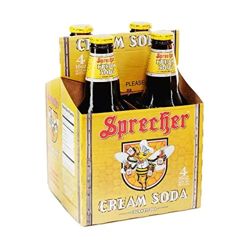 Sprecher Cream Soda, Fire-Brewed Craft Soda, Glass Bottle, 16oz, 12 Pack