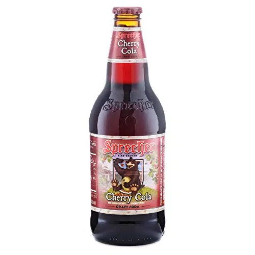 Sprecher Cherry Cola, Fire-Brewed Craft Soda, Glass Bottle, 16oz, 12 Pack