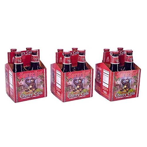 Sprecher Cherry Cola, Fire-Brewed Craft Soda, Glass Bottle, 16oz, 12 Pack