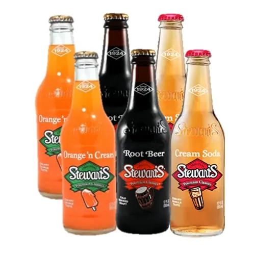 Stewarts Variety Pack 12 Oz Glass Bottle (Root Beer, Cream Soda, Orange N' Cream, 2 Of Each Total of 72 Oz)