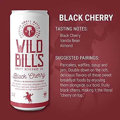 Wild Bill's - 4-Flavor Soda Variety Sampler, Root Beer + Vanilla Cream + Black Cherry + Orange Cream, Pure Cane Sugar, NO High Fructose Corn Syrup, Caffeine Free, Gluten Free, Vegan (12 oz, 12-Pack)