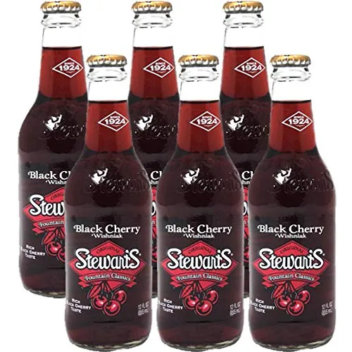Stewarts Original Black Cherry Wishniak Soda 12 Oz Glass Bottle (Pack of 6, Total of 72 Oz)